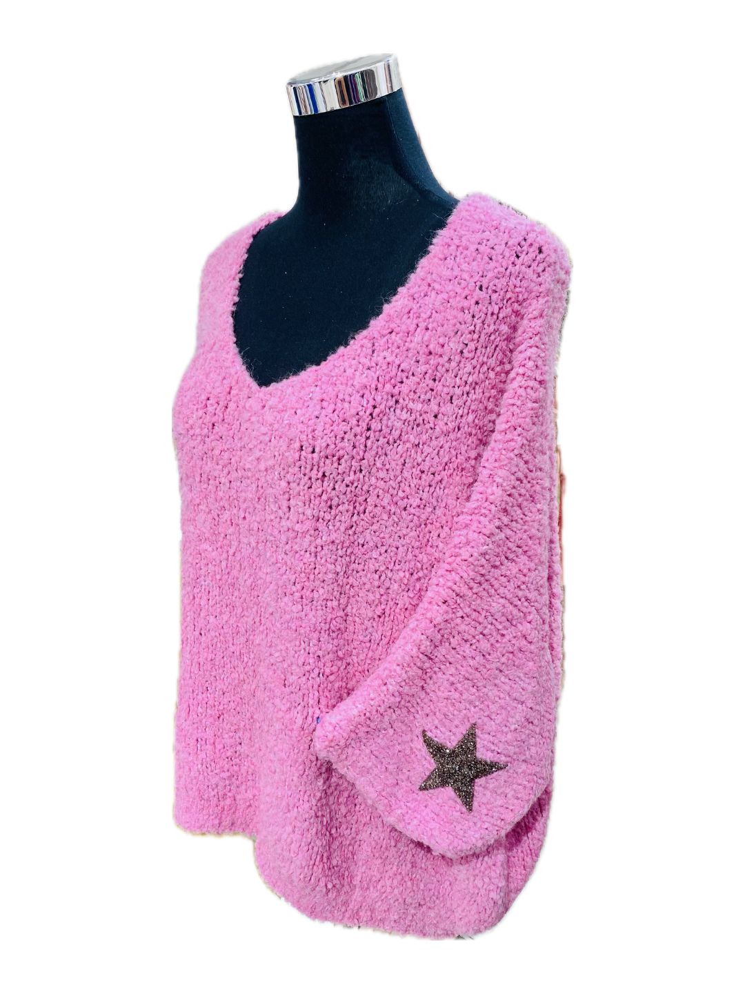 MAGLIONE MORBIDISSIMO ROSA BABOL CON STELLE