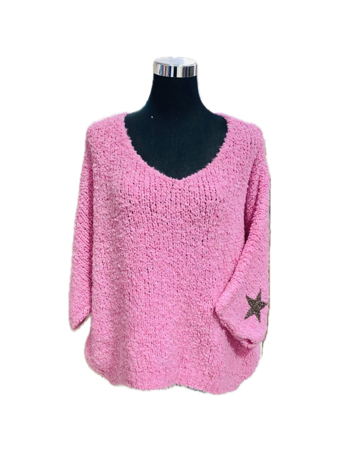 MAGLIONE MORBIDISSIMO ROSA BABOL CON STELLE