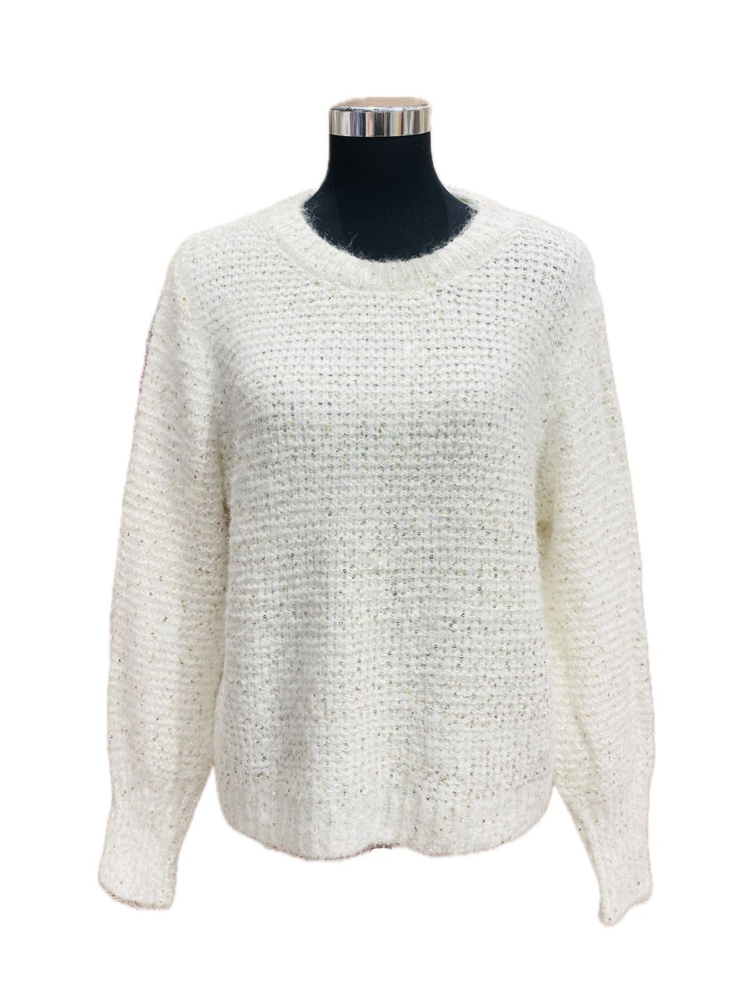 MAGLIONE PANNA CON MICRO PAILETTES