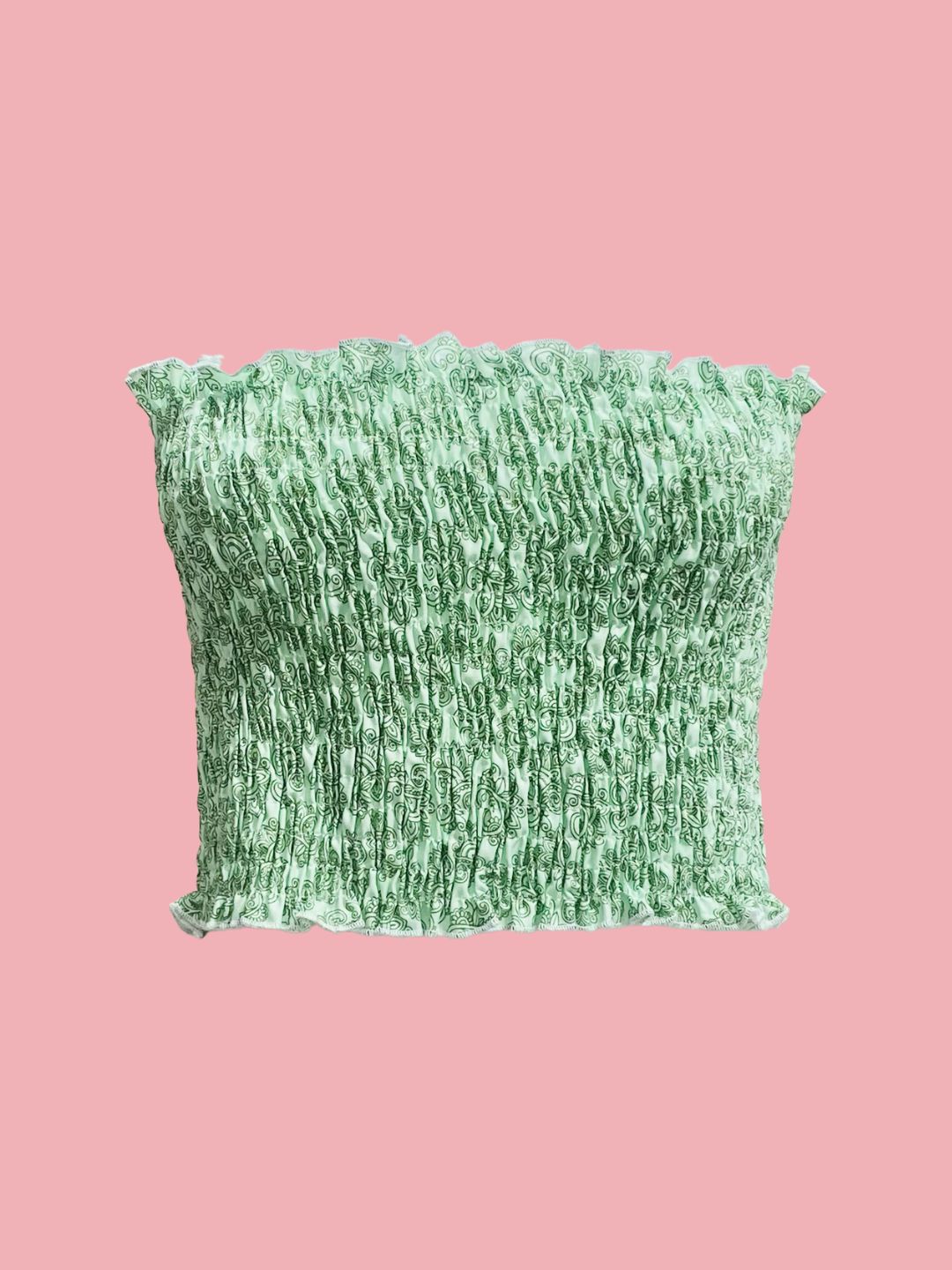 MINI TOP Smocked Vichy Green Currant of LOVE
