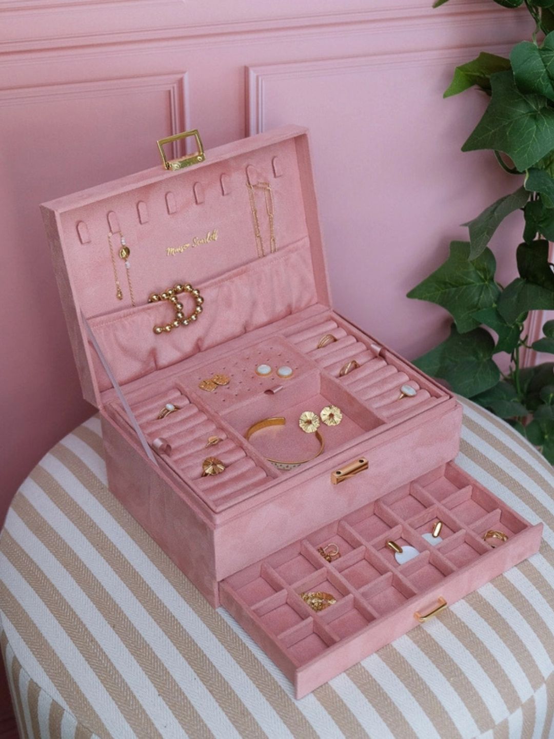 Maxi Portagioie Denise in velluto Rosa