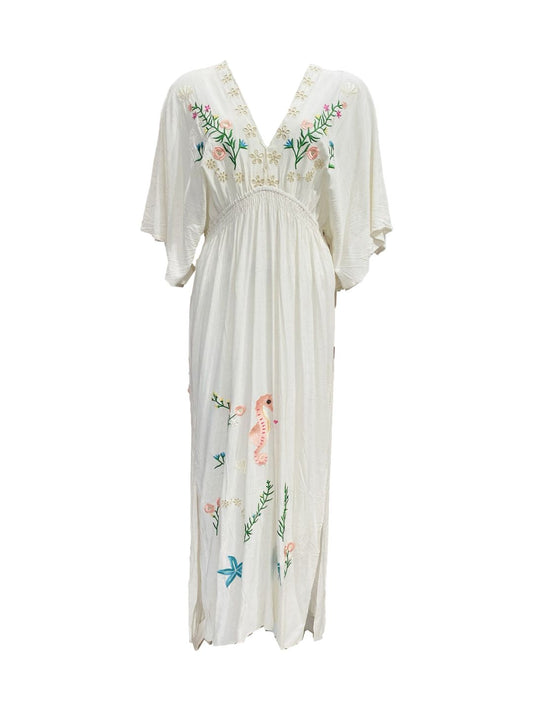 Maxi abito lungo con ricamo floreale 56DR1067-1797