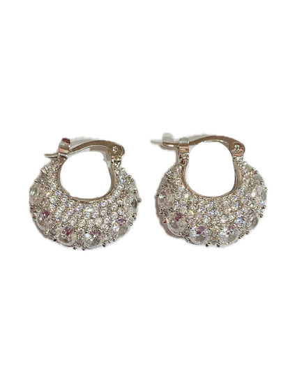 ORECCHINO STRASS BOMBATO Col.Argento 51124M