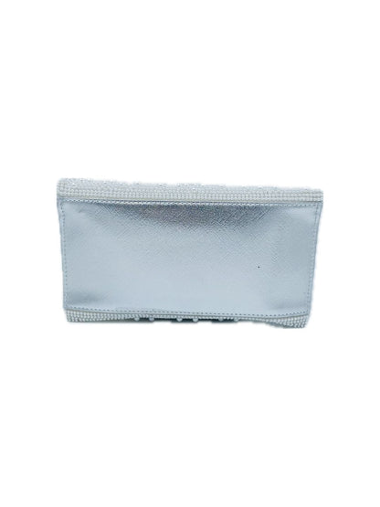 POCHETTE A MANO ARGENTO CON PERLE BIANCHE 6038