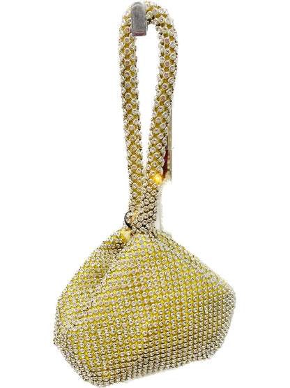 POCHETTE CERIMONIA A MANO TRIANGOLO STRASS ORO 268