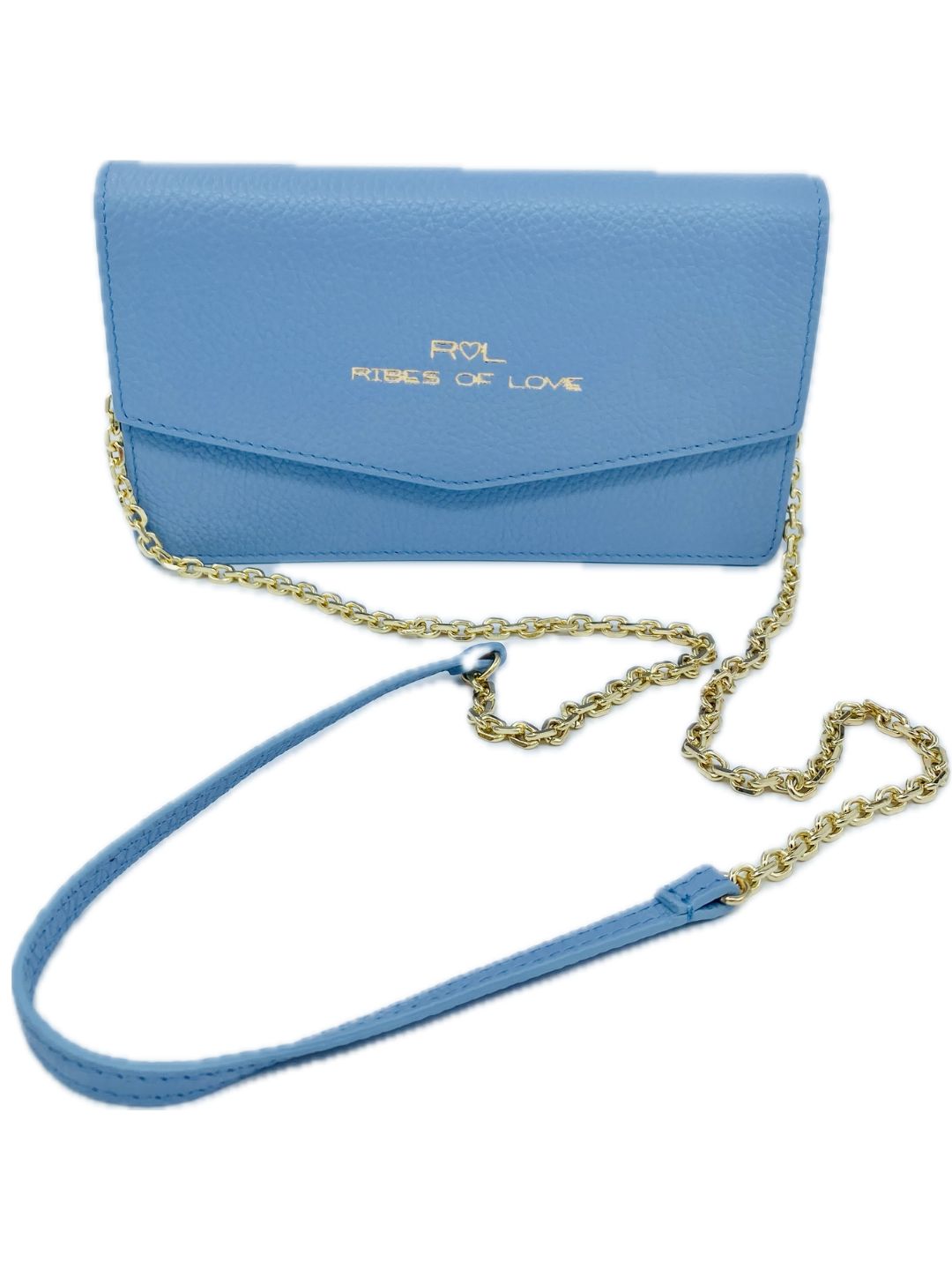 POCHETTE CON CATENA AZZURRO POLVERE 5036