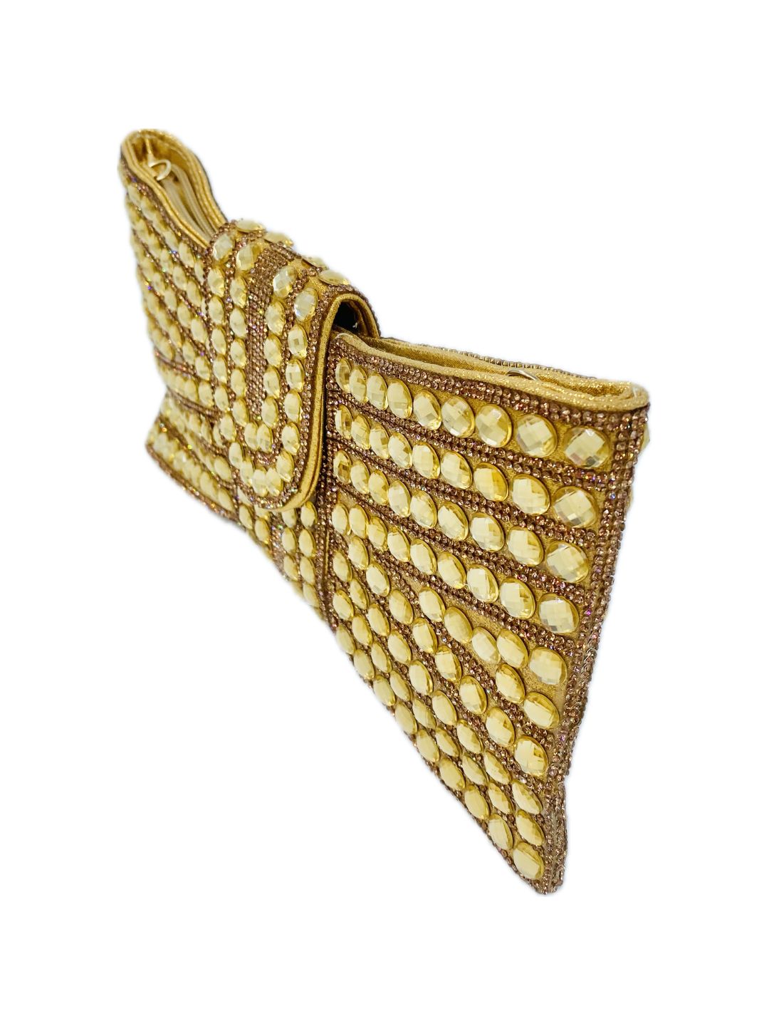 POCHETTE FIOCCO STRASS A MANO ORO 2487