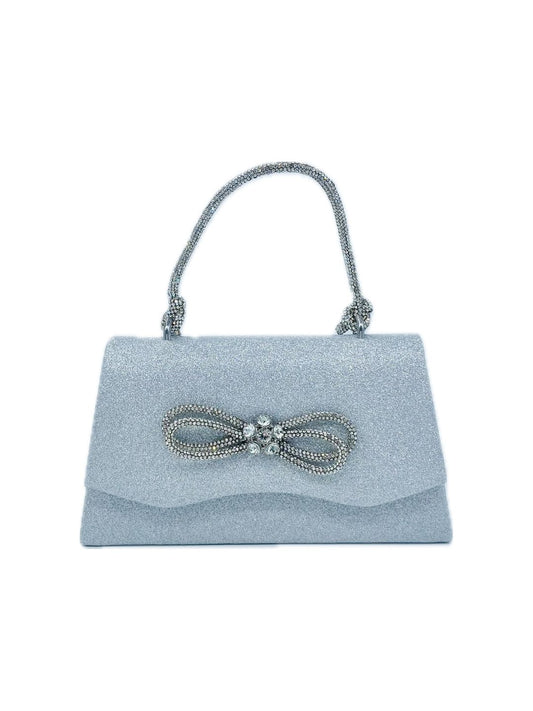 POCHETTE GLITTER FIOCCO ARGENTO 2353