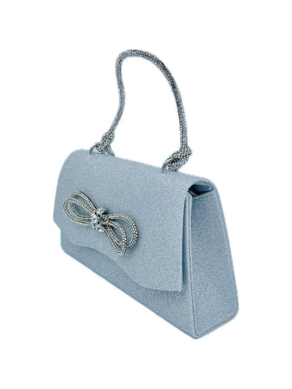 POCHETTE GLITTER FIOCCO ARGENTO 2353