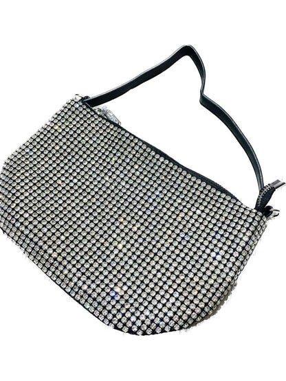 POCHETTE PIATTA MEZZA LUNA NERA STRASS 4602