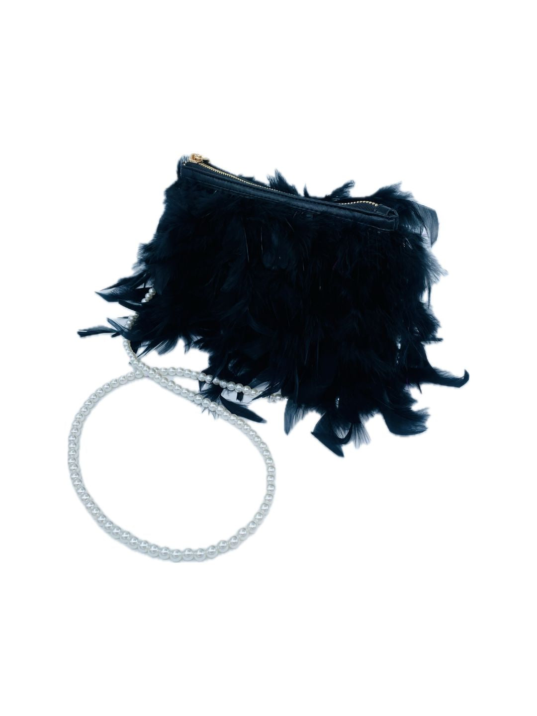 POCHETTE PIUME struzzo MARABOUT NERA 2305