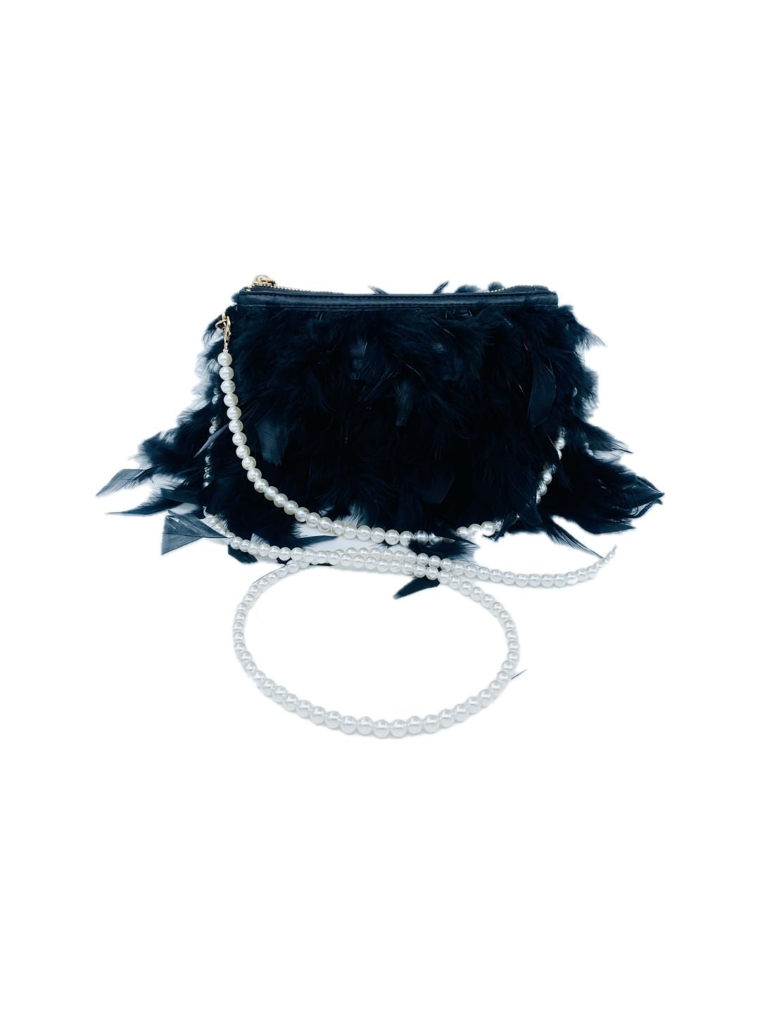 POCHETTE PIUME struzzo MARABOUT NERA 2305