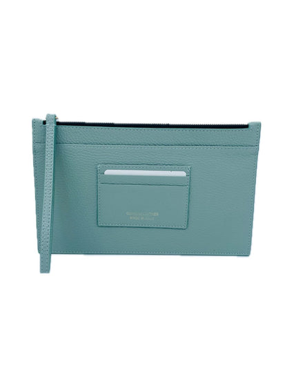POCHETTE PORTADOCUMENTI IN PELLE VERDE ACQUA 5039