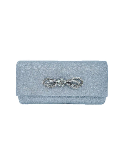 POCHETTE RETTANGOLARE GLITTER FIOCCO ARGENTO 2342