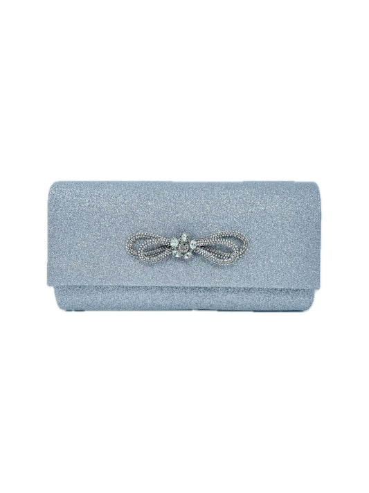 POCHETTE RETTANGOLARE GLITTER FIOCCO ARGENTO 2342