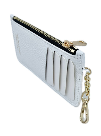 PORTACARTE CON MOSCHETTONE IN PELLE BIANCO 135