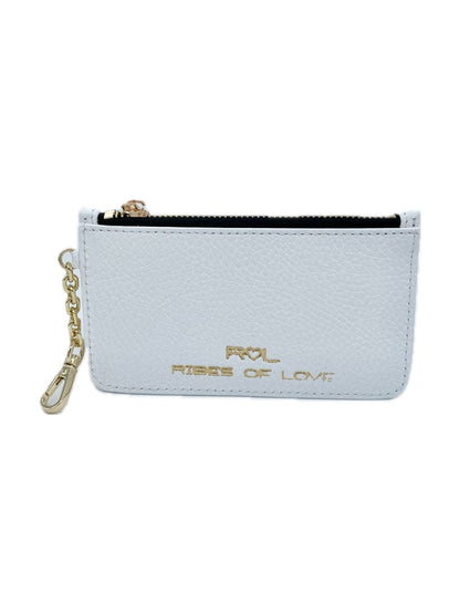 PORTACARTE CON MOSCHETTONE IN PELLE BIANCO 135
