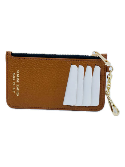 PORTACARTE CON MOSCHETTONE IN PELLE TABACCO 135