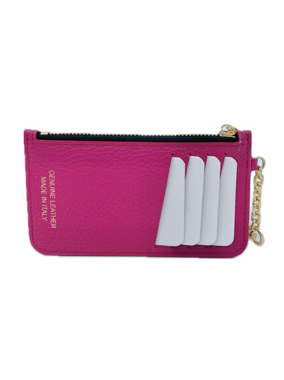 PORTACARTE CON MOSCHETTONE IN PELLE FUCSIA 135