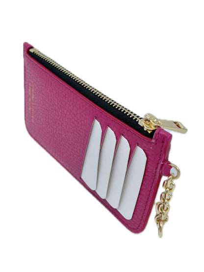 PORTACARTE CON MOSCHETTONE IN PELLE FUCSIA 135