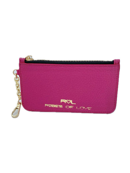 PORTACARTE CON MOSCHETTONE IN PELLE FUCSIA 135