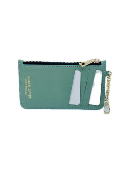 PORTACARTE CON MOSCHETTONE IN PELLE MENTA CHIARO 135