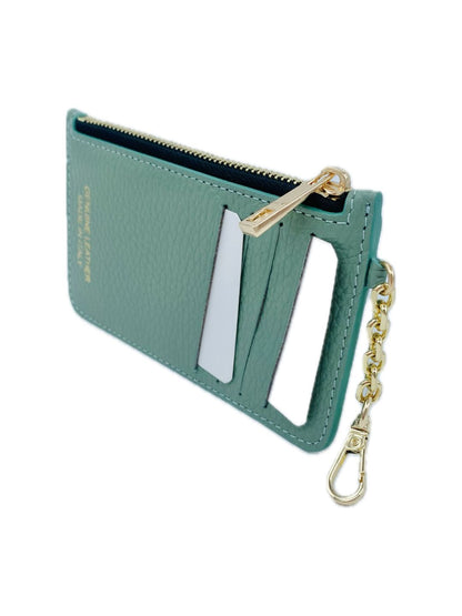PORTACARTE CON MOSCHETTONE IN PELLE MENTA CHIARO 135