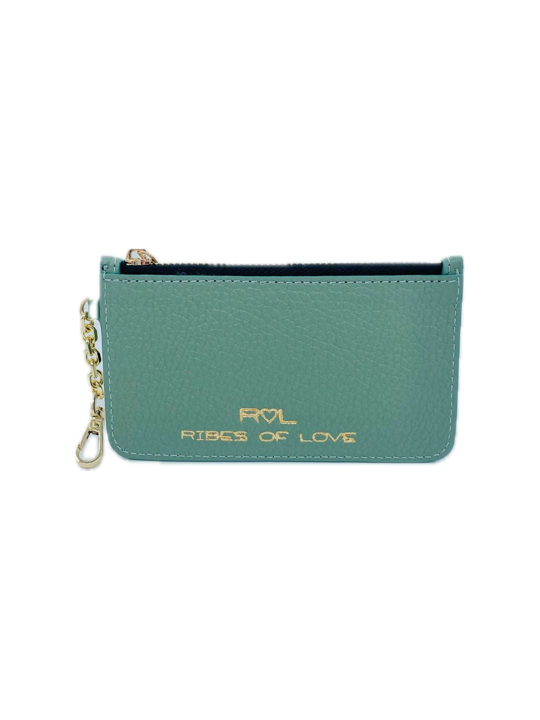 Portacarte con Moschettone in Pelle Menta Chiaro 135