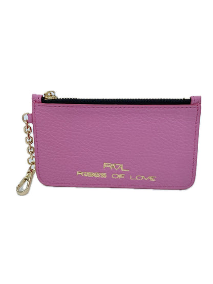 PORTACARTE CON MOSCHETTONE IN PELLE ROSA BABBOL 135