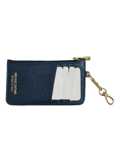 PORTACARTE CON MOSCHETTONE IN PELLE BLU NOTTE 135