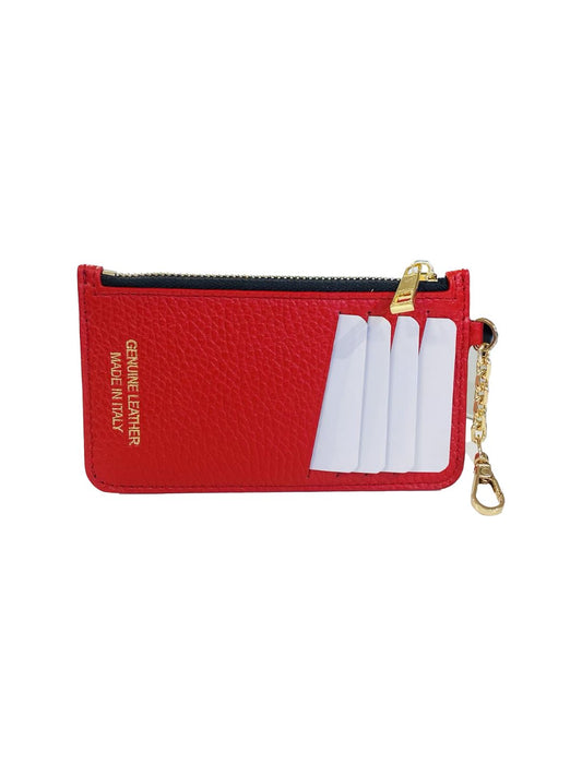 PORTACARTE CON MOSCHETTONE IN PELLE ROSSO 135