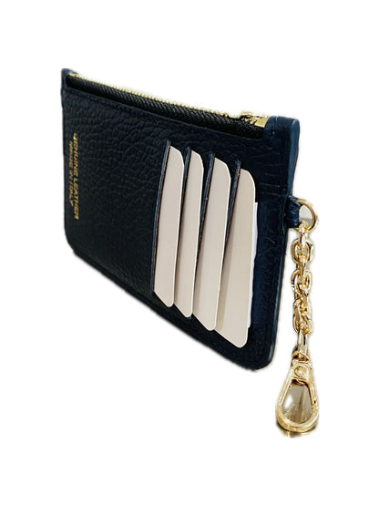 PORTACARTE CON MOSCHETTONE IN PELLE BLU NOTTE 135
