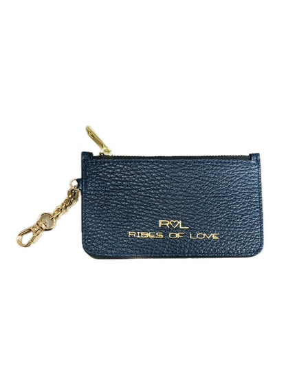 PORTACARTE CON MOSCHETTONE IN PELLE BLU NOTTE 135