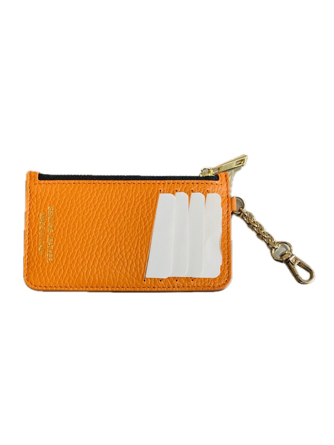 PORTACARTE CON MOSCHETTONE IN PELLE ARANCIO 135