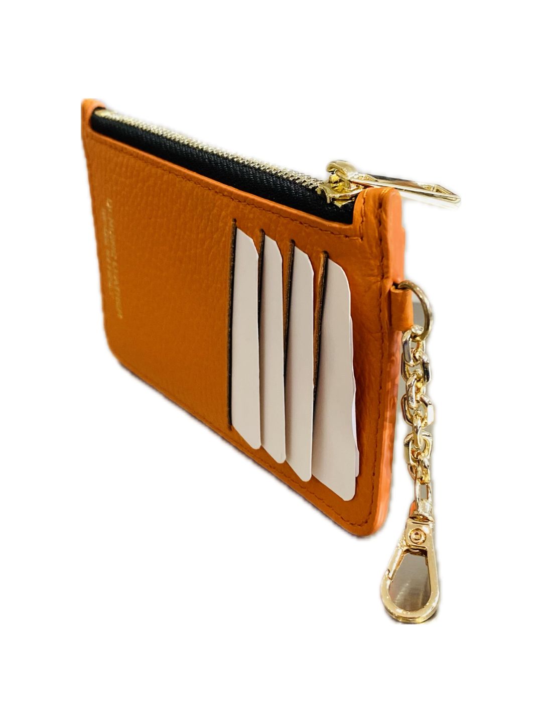 PORTACARTE CON MOSCHETTONE IN PELLE ARANCIO 135
