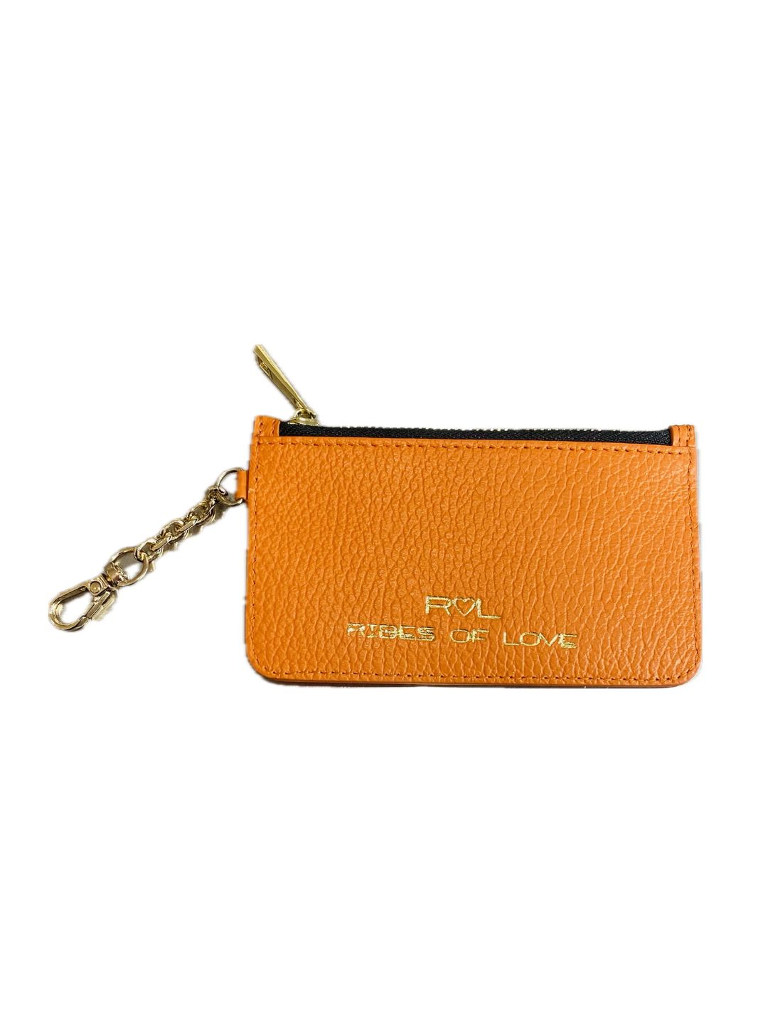 PORTACARTE CON MOSCHETTONE IN PELLE ARANCIO 135