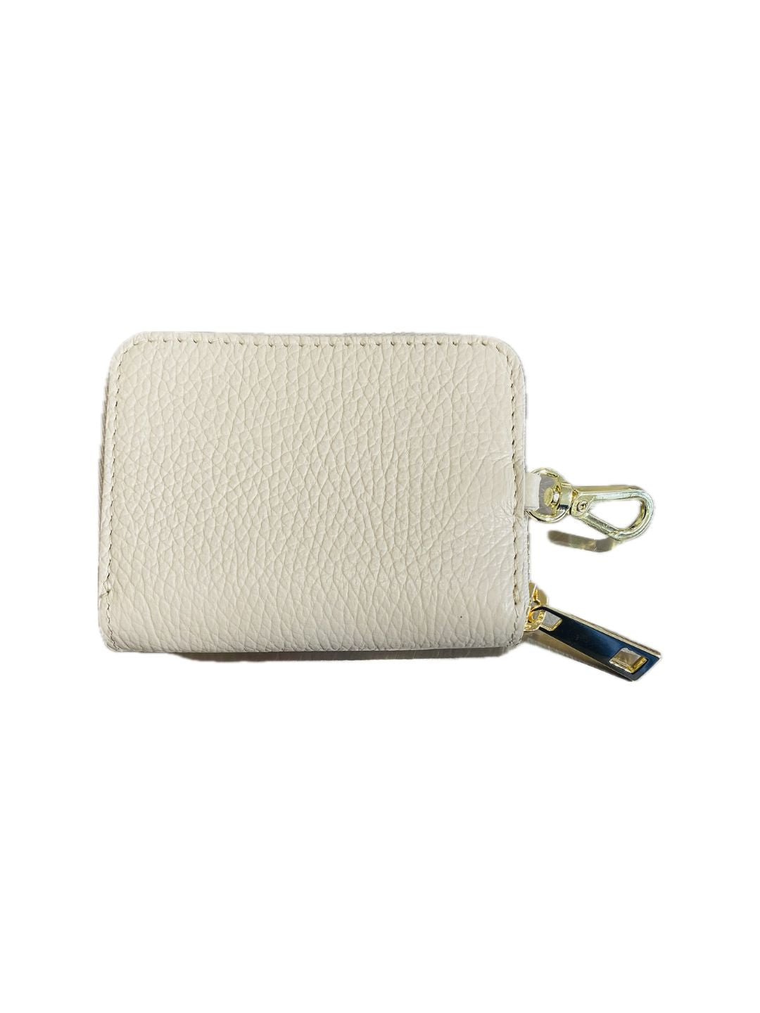 CREAM LEATHER ZIP-UP CARD HOLDER