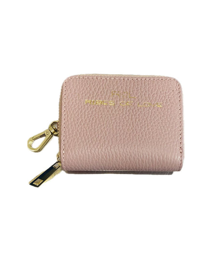 PORTACARTE CON ZIP IN PELLE ROSA CONFETTO