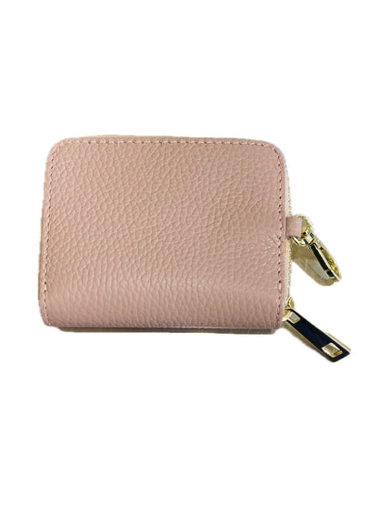 PORTACARTE CON ZIP IN PELLE ROSA CONFETTO