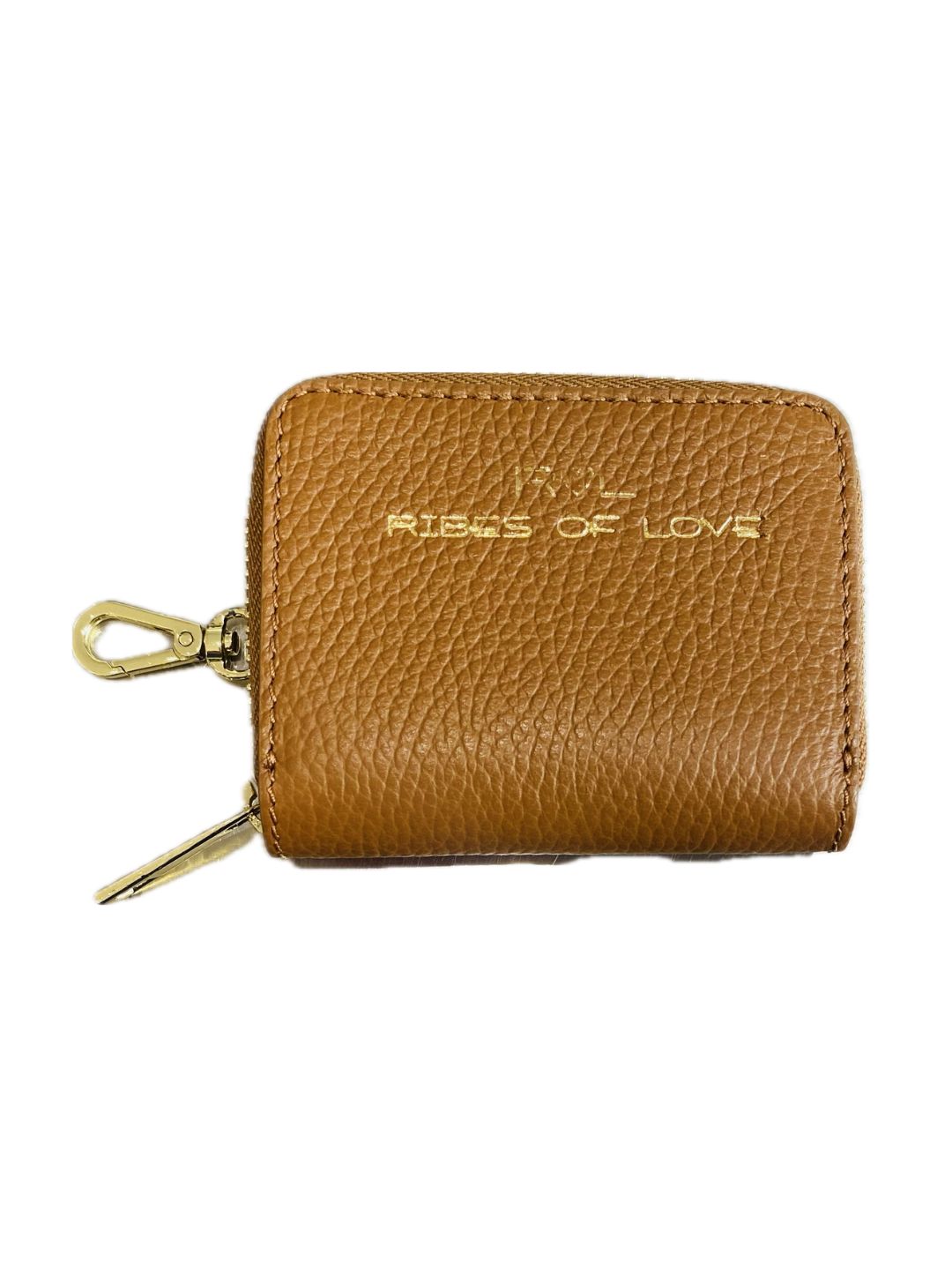 PORTACARTE CON ZIP IN PELLE TABACCO