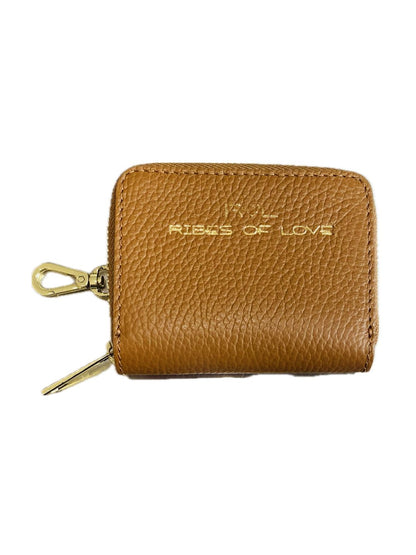 PORTACARTE CON ZIP IN PELLE TABACCO