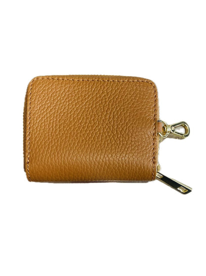 PORTACARTE CON ZIP IN PELLE TABACCO