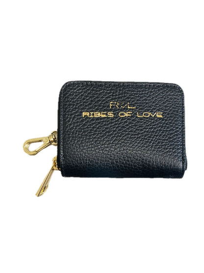 PORTACARTE CON ZIP IN PELLE NERO