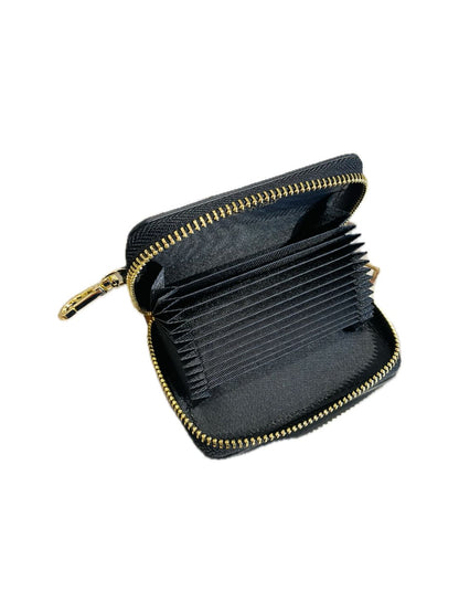 PORTACARTE CON ZIP IN PELLE NERO
