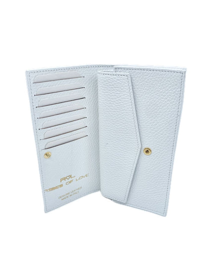 PORTAFOGLIO CON PORTACELLULARE IN PELLE BIANCO 5031
