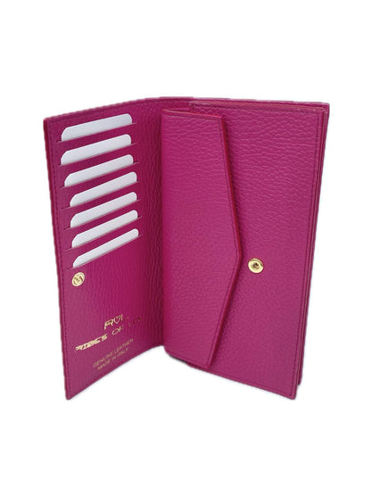 PORTAFOGLIO CON PORTACELLULARE IN PELLE FUCSIA 5031