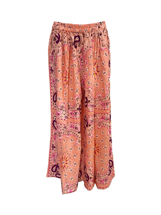 Pantalone Bandana in Cotone Garzato Corallo ✨