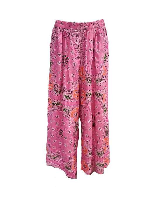 Pantalone Bandana in Cotone Garzato Fucsia ✨