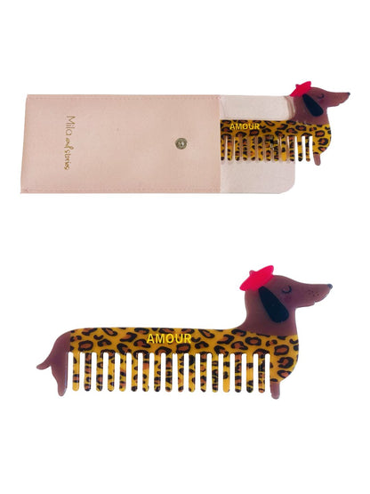 Pettine da borsa "Bassotto Amour"