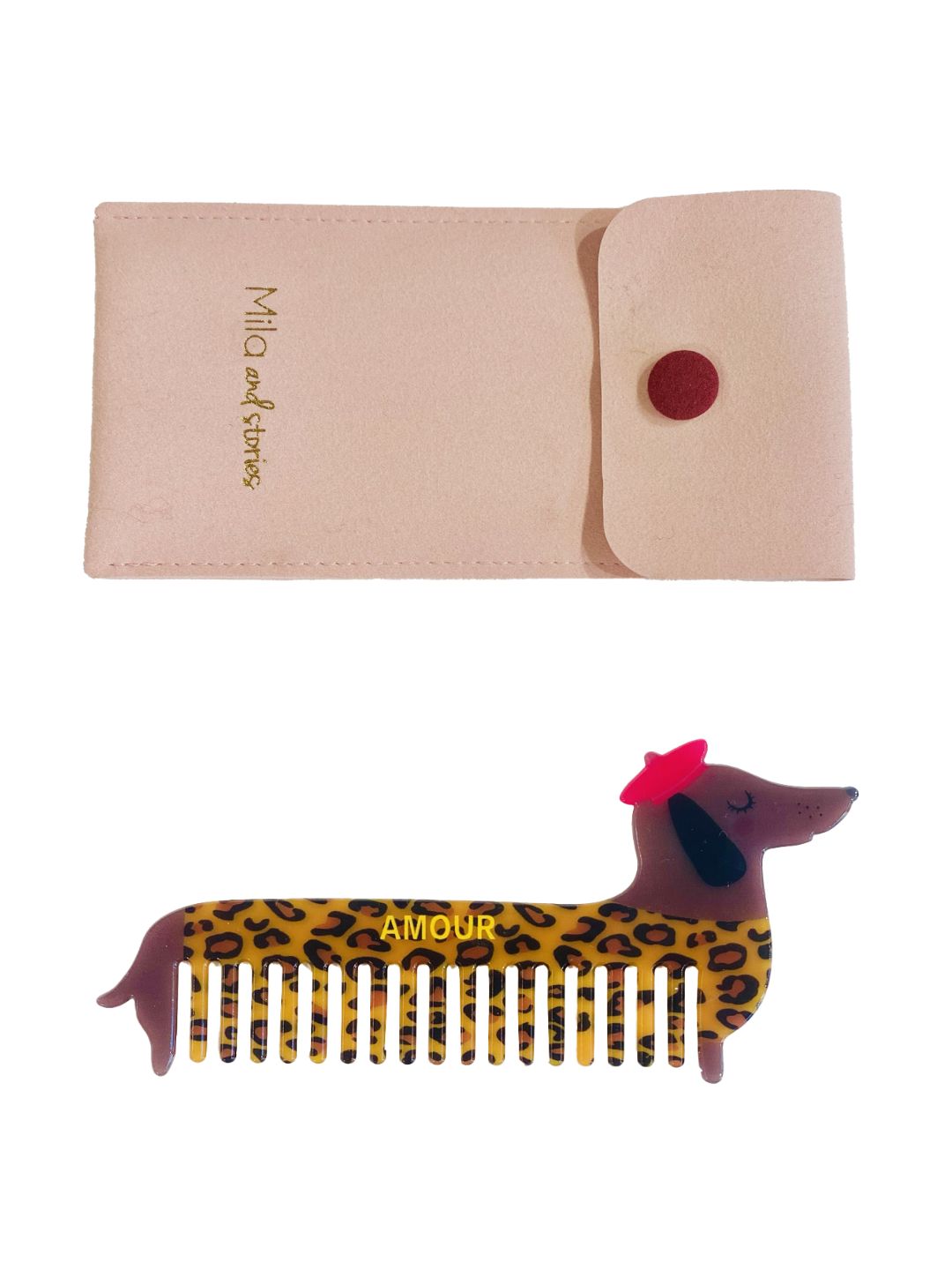 Pettine da borsa "Bassotto Amour"